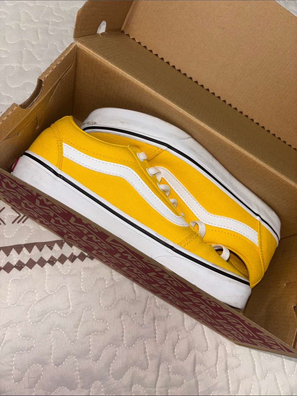 Vans Yellow Old Skool Canvas Sneakers with White Stripe